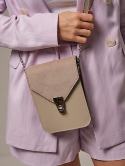 Сумка замшевая Deboro 31023 бежевое кружево/агат