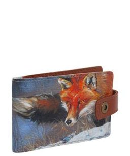 Визитница с принтом Eshemoda Королевский фазан, натуральная кожа