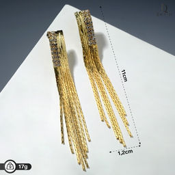 Серьги висячие Голливуд дождь, цвет золото, 11см