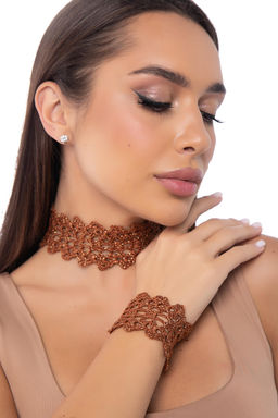 Комплект чокер + браслет широкий (терракот) А10