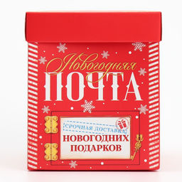 Цена за 2 шт. Коробка подарочная новогодняя складная с 3D эффектом Почта, 11?11?13 см