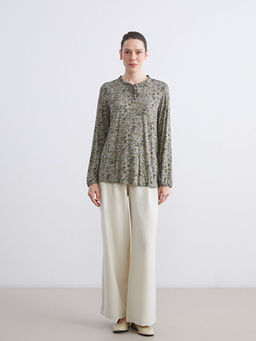 Ba?lamal? Yaka Desenli Bluz