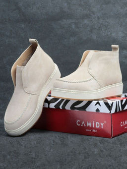 01-5173-5 BEIGE Ботинки демисезонные (натуральная замша, байка)