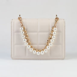 Цена за 2 шт. Цепочка для сумки, с жемчугом, d = 14 мм, 2,3 16 11,5 мм, 30 см, цвет золотой - Арт узор фото 4