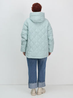 Куртка женская демисезонная с капюшоном бирюзового цвета 1140Br