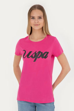 Женская футболка цвета фуксии с круглым вырезом - U.s. polo assn фото 8