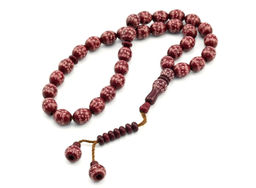 Четки бочонок 12*14мм цв.красный, 33 бусины, 41см