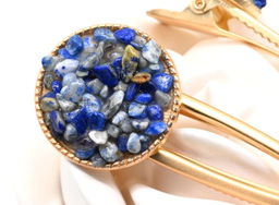 Зажим для волос Круг с лазуритом 7*3*2см