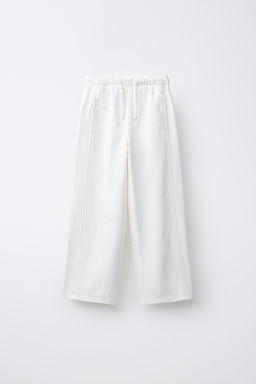 JEANS WIDE LEG CORDONES / Blanco