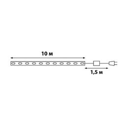 ULD-S1000-100/DGA WARM WHITE IP20 DEW BAND Гирлянда светодиодная "Полоса", 10м. 100 светодиодов. Теплый белый свет. Провод зеленый. ТМ Uniel