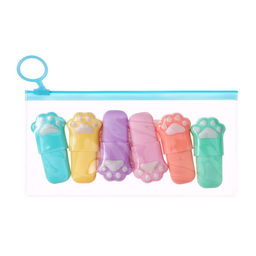 Маркеры-текстовыделители Calligrata «Лапки», 6 цветов, скошенный наконечник, узел 5 мм, в пенале на молнии