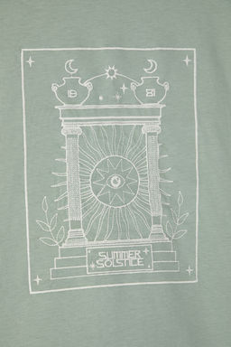 Mint Oversize/Genis Kesim Nak?sl? %100 Pamuklu Tok Kumas T-shirt TMNSS25TS00054