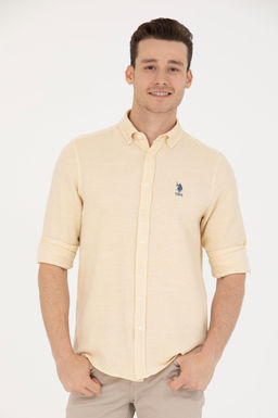 Мужская светло-желтая рубашка с длинным рукавом - U.s. polo assn фото 17