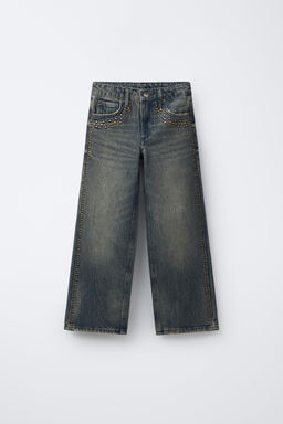 WIDE-LEG JEANS WITH STUDS