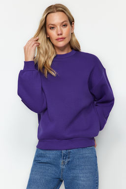 TRENDYOLMILLA Siyah Kal?n Ici Polarl? Regular/Normal Kal?p Bisiklet Yaka Basic Orme Sweatshirt TWOAW24SW00101  фото 27