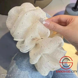 Крабик бант пышный для волос со стразами