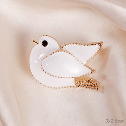 Брошь Птичка 3 см / GM284 /уп 12/ белая - ГалеонТрейд фото 3