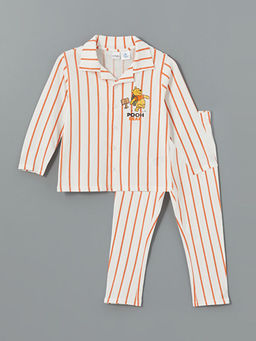 Polo Yaka Winnie the Pooh Bask?l? Erkek ?ocuk Pijama Tak?m?