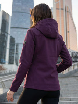 Ветровка женская софтшелл виндстоппер с капюшоном спортивная темно-синего цвета 9616_1TS - Valianly фото 60