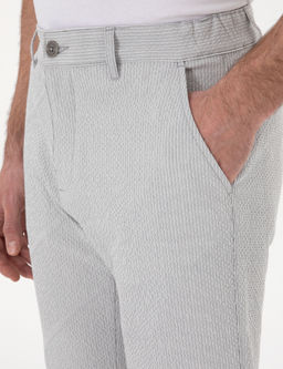 Gri Slim Fit Gofre Beli Lastikli Dokuma _ort