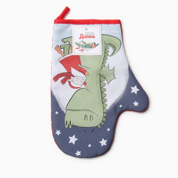 Варежка-прихватка Доляна Новогодние объятия 20х28 см, 35% хл, 65% пэ, ватин 250 г/м2  фото 4