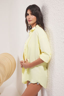 TRENDYOLMILLA Mavi Cizgili Dokuma Plaj Gomlegi TBESS22GO0664  фото 8