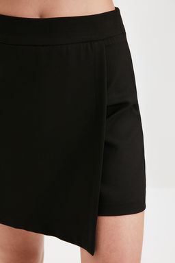 Siyah Kruvaze Dokuma Sort Etek TWOAW20SR0072