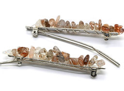 Заколка для волос с натуральным рутиловым кварцем 6,5*0,8*1,3см