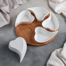 УЦЕНКА Набор соусников на дерев подставке 5 шт "Эстет. Сердца"