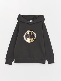 Batman ?ift Y?nl? Payetli Uzun Kollu Erkek ?ocuk Hoodie