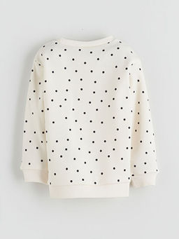 Bisiklet Yaka Puantiyeli K?z ?ocuk Sweatshirt