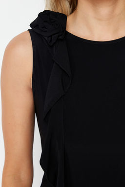 Trendyolmilla Yag Yesili Gul Aksesuar Detayl? F?rf?rl? Esnek Regular Orme Bluz TWOSS24BZ00200 фото 5