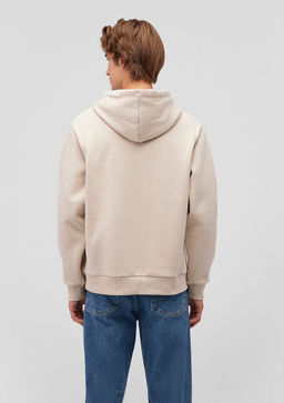 Kapusonlu Bej Sweatshirt - Mavi фото 4