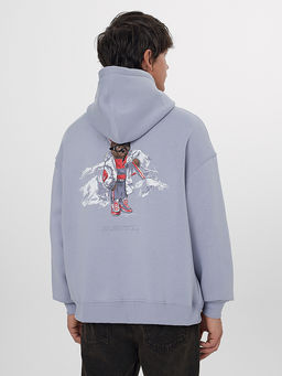 Теплое худи мужское фиолетовое с начесом