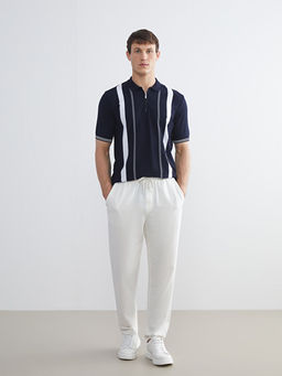 Polo Yaka K?sa Kollu ?izgili Erkek Triko Kazak