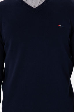 Erkek Slim Fit V Yaka Lacivert Basic Kazak - U.s. polo assn фото 6