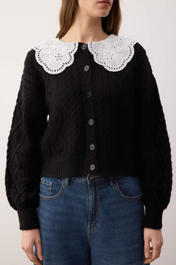 Pembe Sac Orgu Dantel Garnili Polo Yaka Yumusak Dokulu Triko H?rka TWOAW26HI00074 - Trendyolmilla фото 7