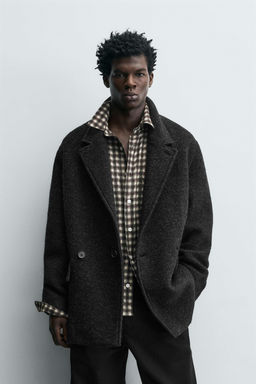 WOOL BLEND DOUBLE-BREASTED PEA COAT - Zara фото 2