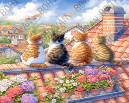 Алмазная мозаика на подрамнике 40x50 Котята на охоте / YSG28056 /уп 30/