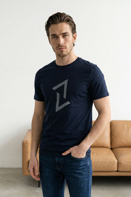 Siyah-Gri 2li Paket Regular/Normal Kal?p Bask?l? %100 Pamuk T-Shirt TMNSS26TS00043