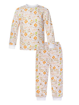 Пижама детская молочная с принтом джунгли