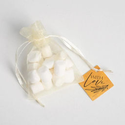 Цена за 10 шт. Мешочек подарочный органза бежевый «С любовью», с шильдиком, 7 х 9 см +/- 1.5 см