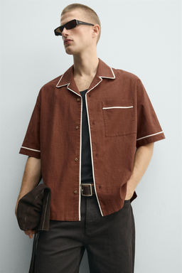 CAMISA RELAXED FIT VIVOS CONTRASTE / Teja - Zara фото 6