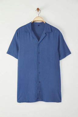 TRENDYOL MAN Indigo Regular Fit Apas Yaka %100 Viskon Salas Dokumlu K?sa Kollu Yazl?k Gomlek TMNSS23GO00098 - Trendyolmilla фото 12