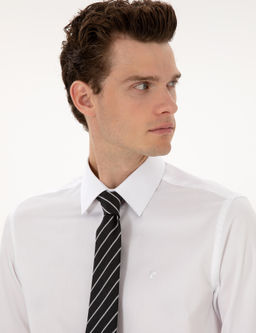 Beyaz Slim Fit Uzun Kollu Basic G_mlek