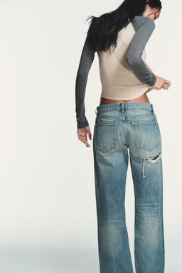 JEANS TRF WIDE LEG TIRO BAJO / Azul / Verde - Zara фото 6