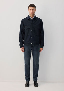 Lacivert Ince Denim Ceket - Mavi фото 4