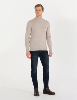 Ta_ Slim Fit Yar_m Bal_k__ Yaka Y_n Kar___ml_ Basic Triko Kazak - Pierre cardin фото 3