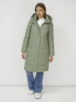 Куртка зимняя с капюшоном удлиненная стеганная зеленого цвета 9650Z - Mtforce фото 2