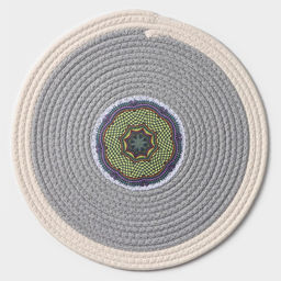 Салфетка сервировочная на стол Доляна Мира, d=38 см, хлопок, цвет серый, рисунок МИКС  фото 15